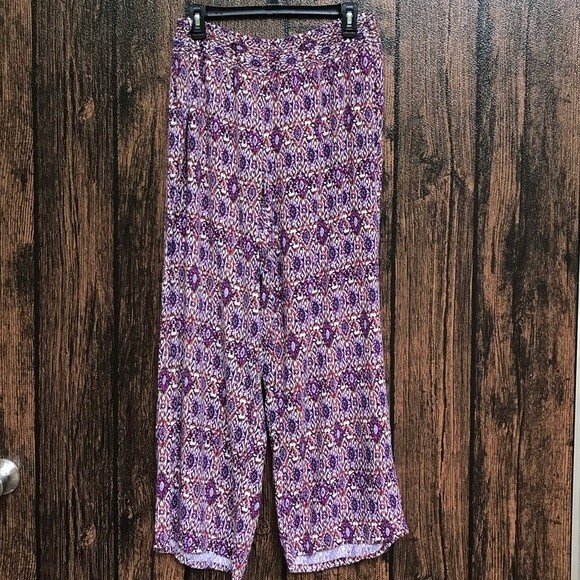 Dressbarn Palazzo Pants Flowy Boho Wide Leg Elastic Ikat Womens Size 1X Plus - Picture 13 of 13